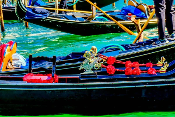 Gondola Closeup Colorful Grand Canal Gondola Venice Italy — Stock Photo, Image