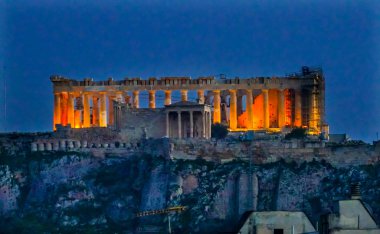 Parthenon Tapınağı kalıntıları tapınak Erechtheion Acropolis Atina Yunanistan