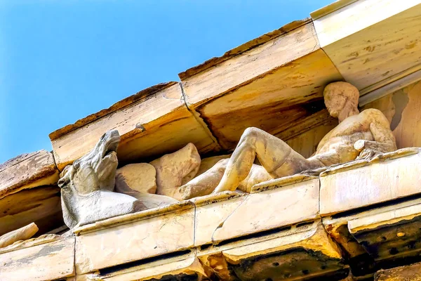 Dionysos Bacchus Horse Statues Parthenon Acropolis Athens Greece — Stock Photo, Image