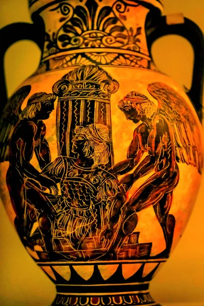 Ángeles Griego Antigua réplica de cerámica Jarrón Atenas Grecia — Foto de Stock