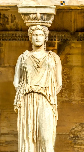 Greco Vergine Cariatidi Rovine Tempio Eretteo Acropoli Atene Grecia — Foto Stock