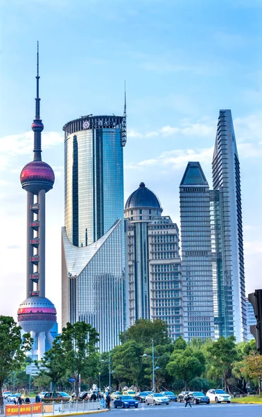 Shanghai China September 2017 Steet Toeristen Oriental Pearl Tower Skyline — Stockfoto