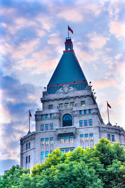 Bund Byggnader Kvällen Shanghai Kina Mest Berömda Platserna Shanghai Och — Stockfoto