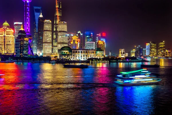 Oryantal Inci Kulesi Pudong Bund Huangpu Nehri Gökdelenler Cityscape Shanghai — Stok fotoğraf