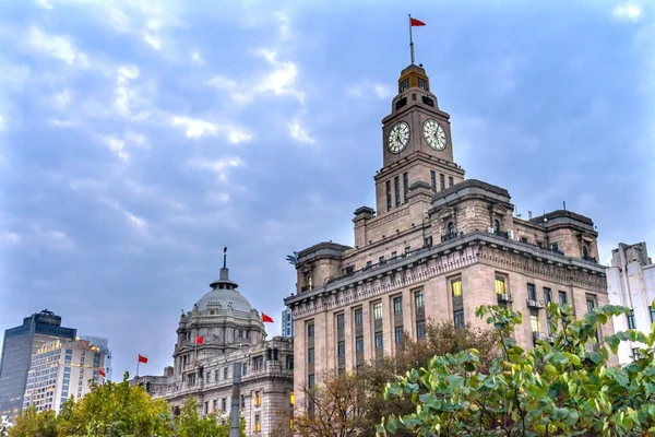 Bank Stad Regering Bund Gebouwen Avond Shanghai China Één Van — Stockfoto