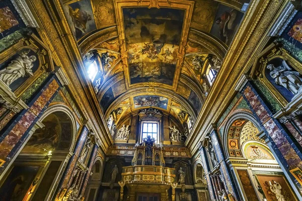 Ceiling Frescoes Basilica Jesus and Mary Church Rome Italy — Stock Photo, Image
