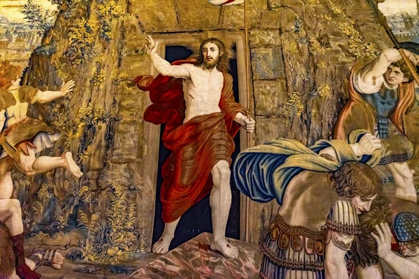 Vatican Museum Jesus Resurretion Tapestry Rome Italy — стокове фото