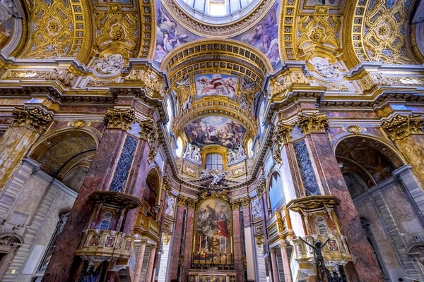 Altar Frescos Kubbe Bazilikası Carlo al Corso Kilisesi İtalya — Stok fotoğraf