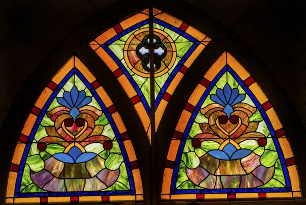 Kleurrijke patronen gebrandschilderd glas San Fernando Cathedral San Antonio Texas — Stockfoto