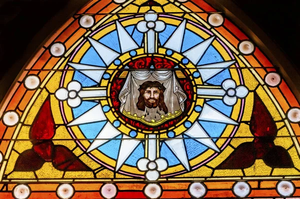 Sudário Turim manchado de vidro Catedral de San Fernando San Antonio Texas — Fotografia de Stock