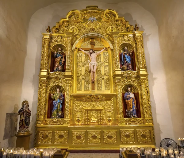 Basilica Altar Crucifixión Velas Catedral de San Fernando San Antonio Texas — Foto de Stock