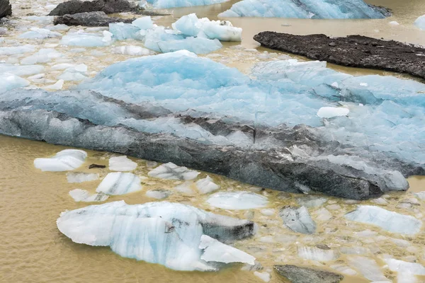 Blue Black Ice Svinafellsjokull Glacier Lagoon Islande — Photo