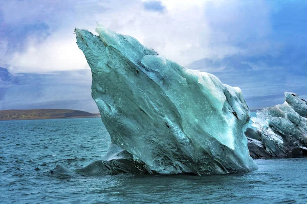 Kék Nagy Jéghegy Jokulsarlon Gleccser Lagúna Izland — Stock Fotó