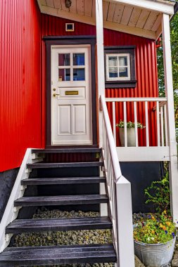 Reykjavik İzlanda 'daki Demir Ev Sokağı Kırmızı Siyah Beyaz Koruması