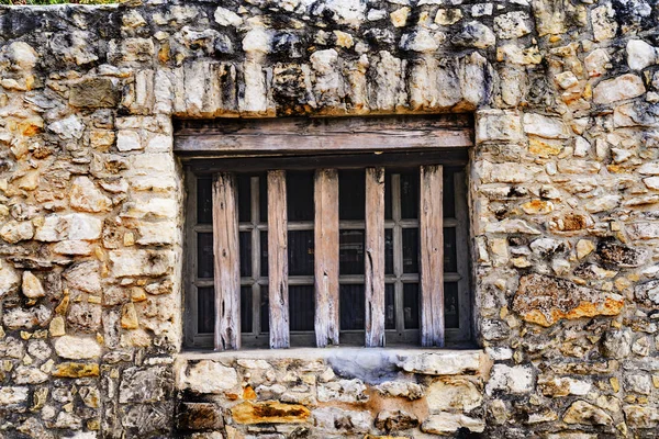 Alamo Stone Wall Okno Tło Streszczenie Battle Site San Anto — Zdjęcie stockowe