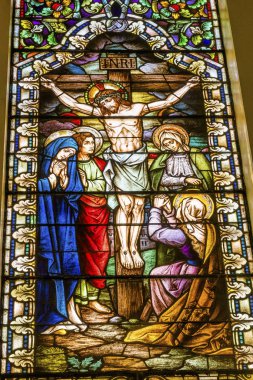 Crucifixion Stained Glass Saint Mary's Catholic Church San Antonio Texas