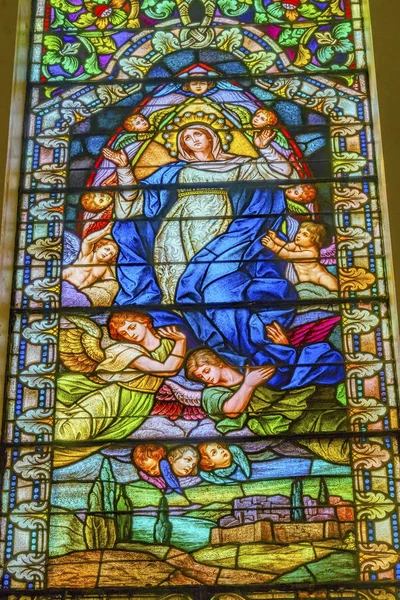 "Jomfru Maria Oppstandelse flekket glass" "St. Mary 's Catholic Church" San Antonio Texas – stockfoto