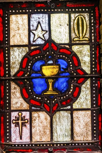 Communion Cup Stained Glass Saint Mary 's Catholic Church San Antonio Texas — стоковое фото