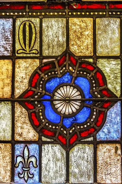 Symbol Patterns Stained Glass Saint Mary's Catholic Church San Antonio Texas — Stock Photo, Image