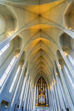 Yüksek Kol Tavanı Organ Hallgrimskirkja Kilisesi Reykjavik Icel