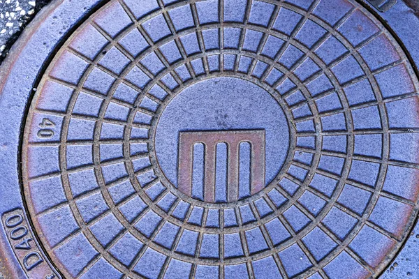 Pelare City Seal Manhole Coverr Street Reykjavik Island — Stockfoto