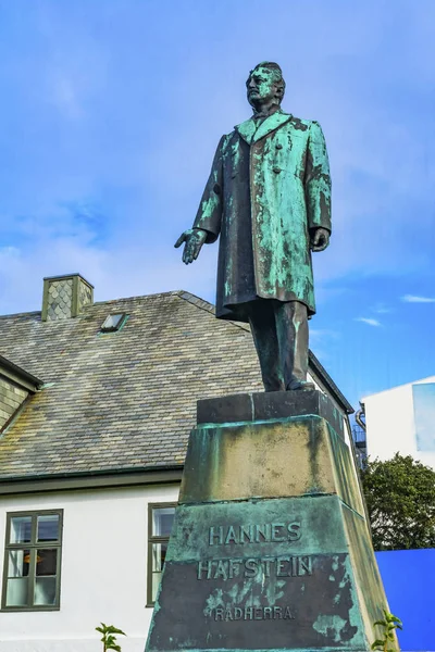 Primer Ministro Hannes Hafstein Estatua Reykjavik Islandia — Foto de Stock