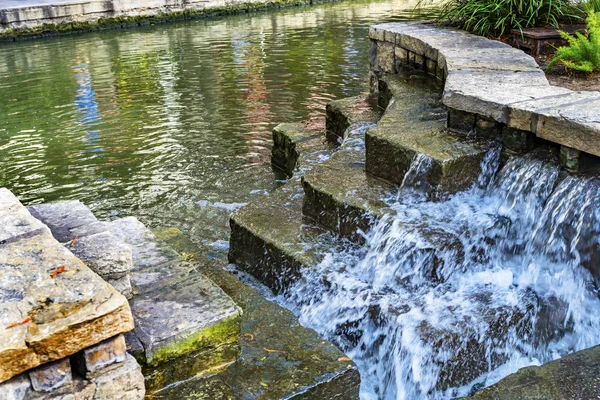 Waterfall Sidewalks Reflection River Walk San Antonio Texas — Stock Photo, Image