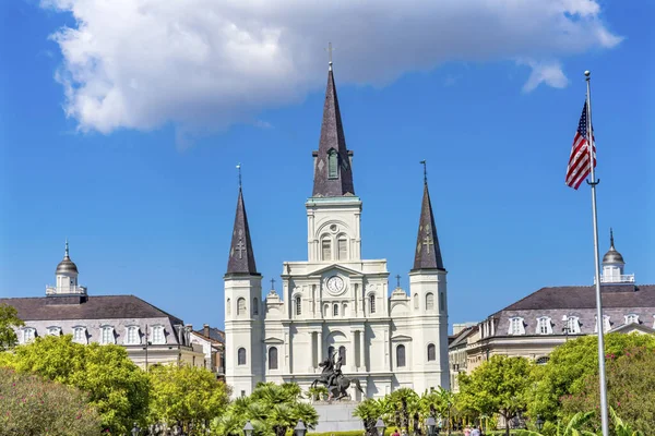 Plaza Andrew Jackson Estatua Catedral de San Luis Nueva Orleans L — Foto de Stock
