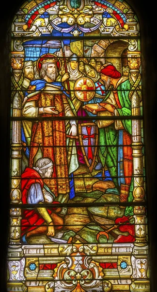 Crusades Stained Glass King Saint Louis Cathedral New Orleans Louisiana — Stock Photo, Image