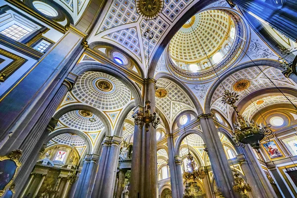 Basilica Ornate Coloful Ceiling Puebla Cathedral Mexico — Stock Photo, Image