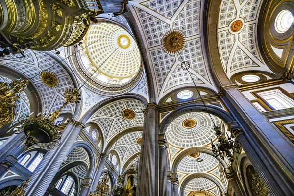 Basilica Ornate Coloful Ceiling Puebla Cathedral Mexico — 图库照片