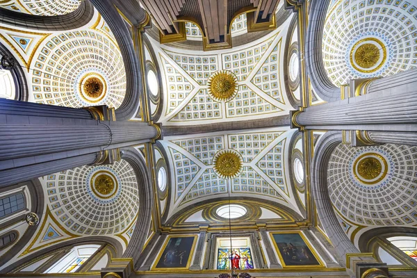 Puebla Mexico Січня 2019 Basilica Ornate Colorful Ceiling Cathedral Puebla — стокове фото