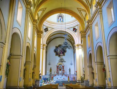Puebla, Meksika - 5 Ocak 2019 Basilica Altar Templo de San Agustin Kilisesi Puebla Mexico. Cizvit Kilisesi 1555-1612 arası inşa edildi.