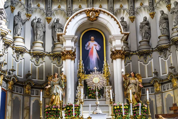 Puebla Messico Gennaio 2019 Basilica Altare Ostensorio Gesù Pittura Compania — Foto Stock