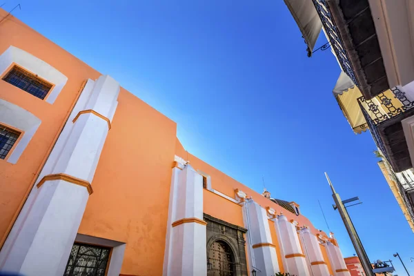 Fachada Laranja Igreja Santa Clara Asis Puebla Histórica México Clara — Fotografia de Stock