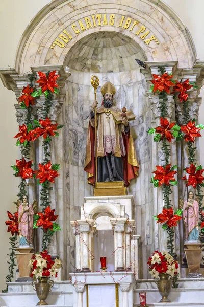 Puebla Mexico Januari 2019 Basiliek Bisschop Standbeeld Templo San Agustin — Stockfoto