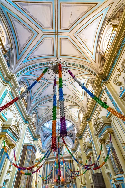 Puebla Mexico Januari 2019 Kleurrijke Basiliek Altaar Plafond Iglesia Limpia — Stockfoto