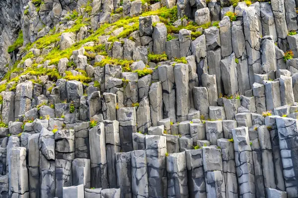 Gardar Basalt Columns Reynisfjara Black Sand Beach South Shore Izland — Stock Fotó