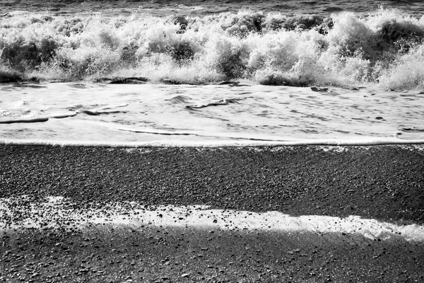 Black White Waves Peebles Reynisfjara Black Sand Beach South Shore — Stock Photo, Image