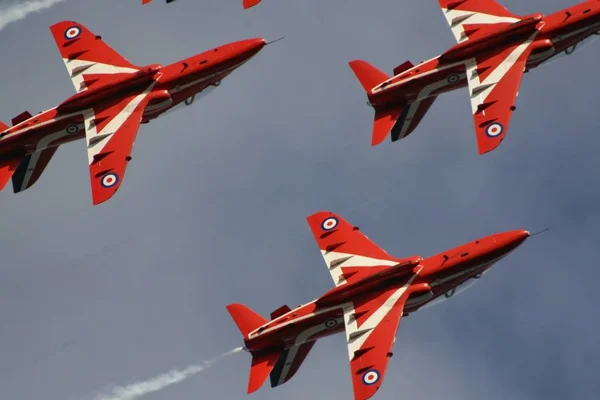 Royal Air Force Red Arrows Air Show Flying Formation Overhead Royalty Free Stock Images