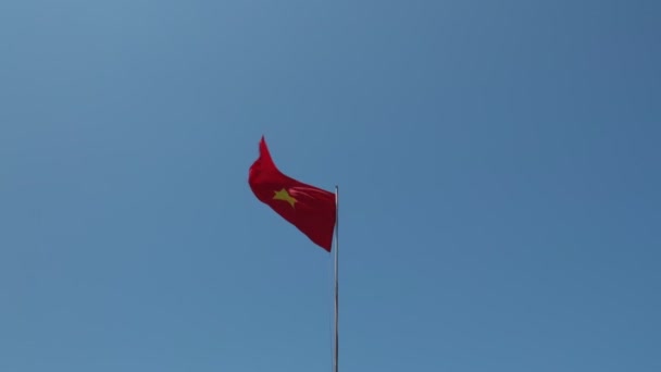 National Flag Vietnam Isolated Blue Sky Background High Definition Movie — Stock Video