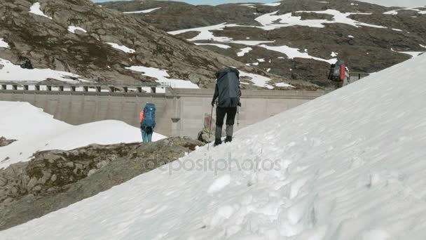 在挪威的雪山坡上 — 图库视频影像