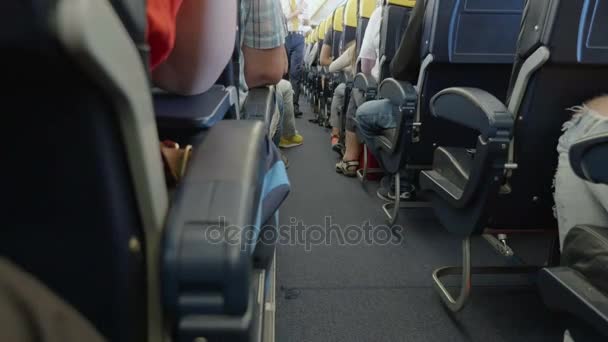 Pasaje entre los asientos del avión — Vídeos de Stock
