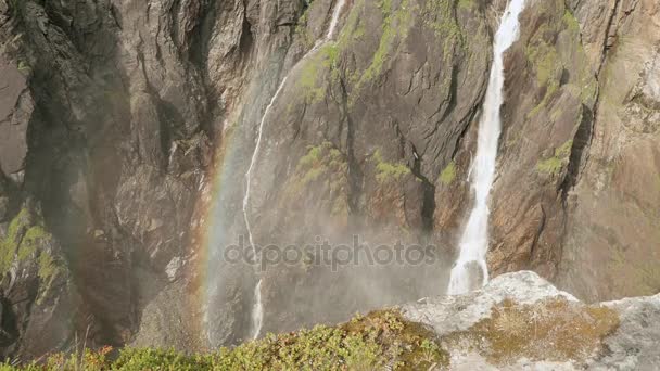 Waterfall Voringfoss in Norway — Stock Video