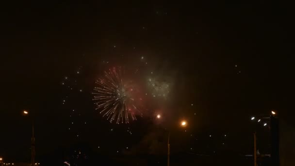 Show de fogos de artifício à noite — Vídeo de Stock