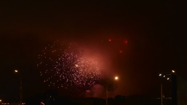 Espectáculo de fuegos artificiales en vacaciones — Vídeo de stock