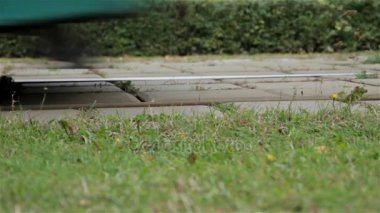 Tramvay. Yakın, yatay kaydırıcı vurdu