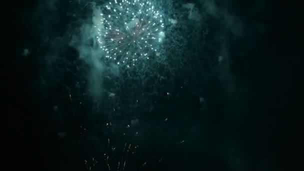 Jiskry z aplikace fireworks na noc — Stock video