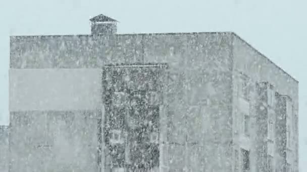 Casa en la tormenta de nieve — Vídeos de Stock