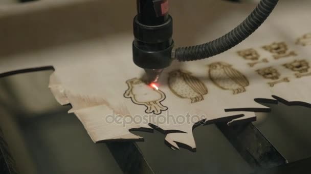 Taglio laser su legno — Video Stock